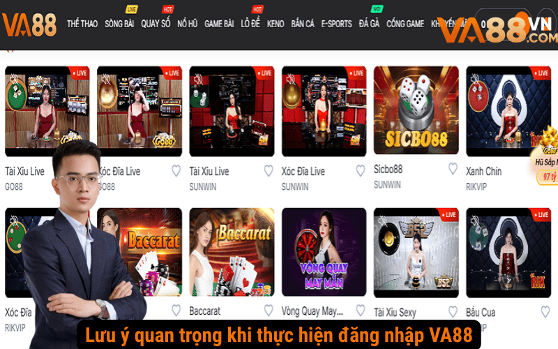 Lưu ý quan trọng khi thực hiện đăng nhập VA88