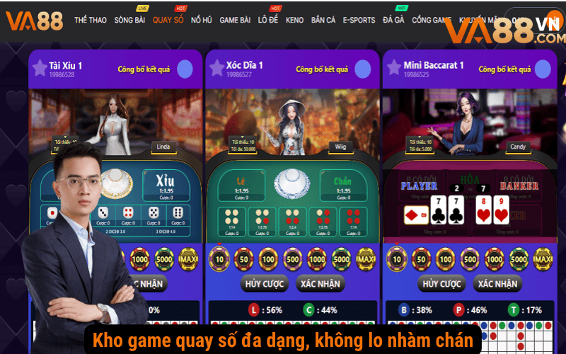 Kho game quay số đa dạng, không lo nhàm chán