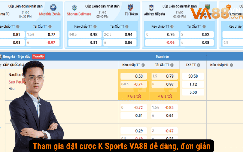 Tham gia đặt cược K Sports VA88 dễ dàng, đơn giản